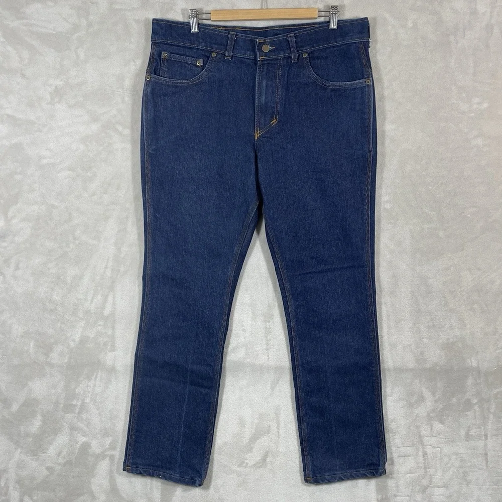 Origin USA Jeans Mens 38x30 Blue Stretch Legit Fit Factory Made in USA Dark